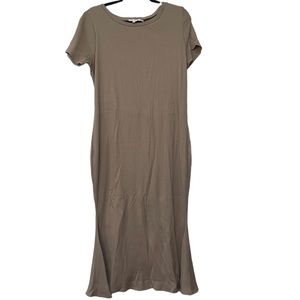 Good American Tan Ribbed Midi Knit Dress